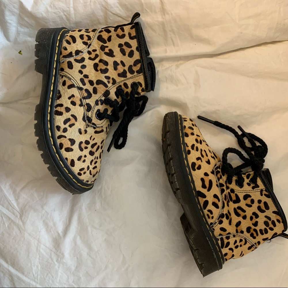 Leopard lace up booties